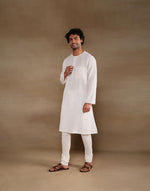 Offwhite Cotton Stripe Long Kurta