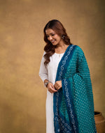 Blue Viscose Blend Bandhani Dupatta