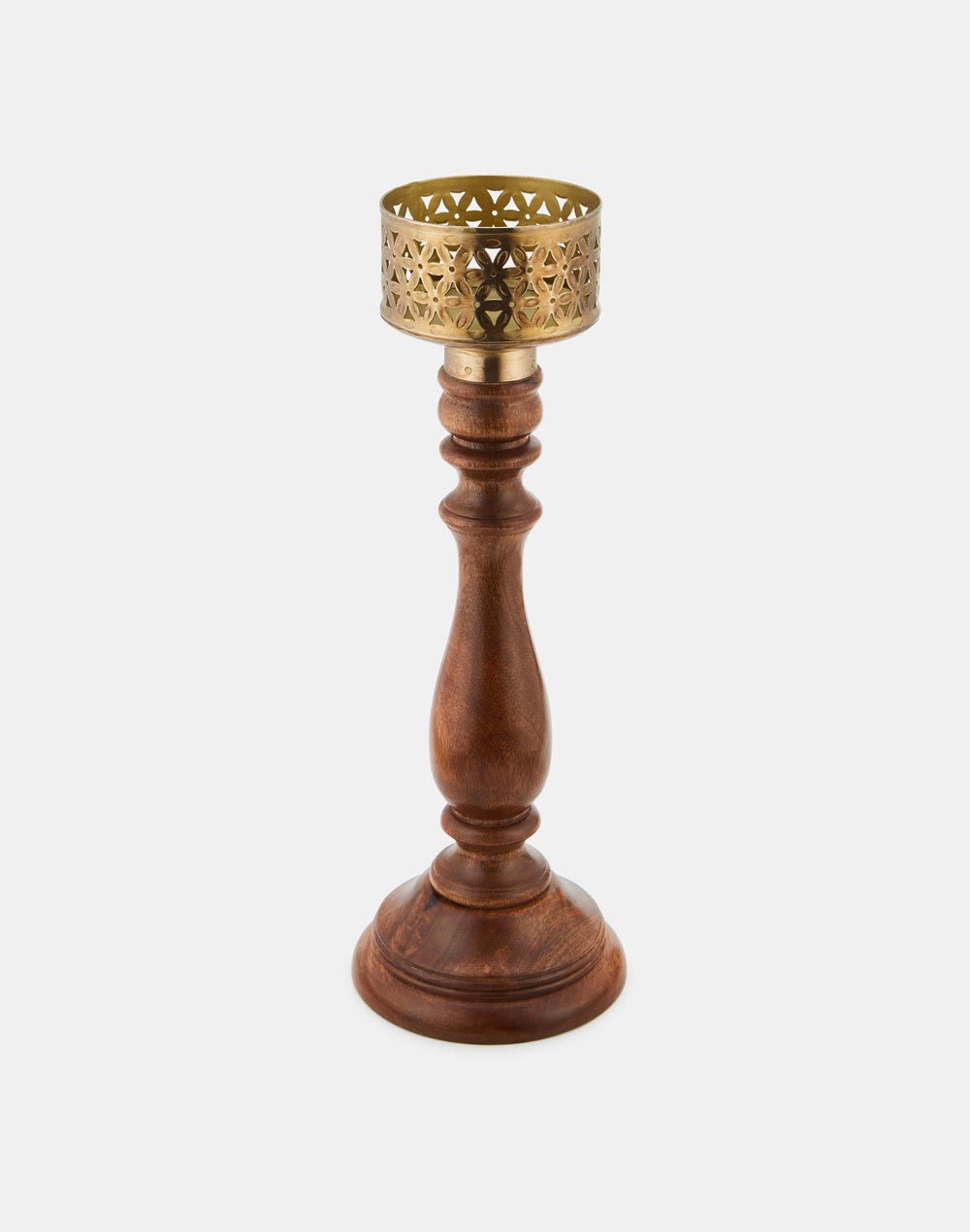Golden Tejas Wooden Candle Holder