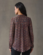Blue-Red Rayon Blend Geometric Shirt