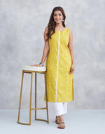 Mustard Cotton Long Kurta