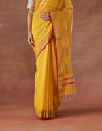 Yellow Cotton Silk Blend Woven Wonders Chanderi Sari