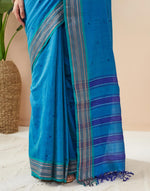 Teal Cotton Silk Blend Jamdani Woven Wonders Sari
