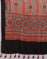 Red Viscose Blend Ajrakh Printed Dupatta