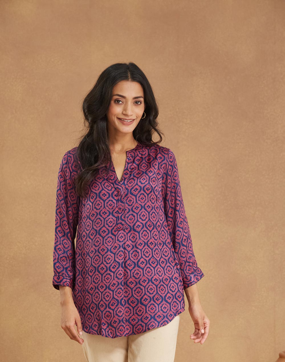 Blue Rayon Blend Tunic