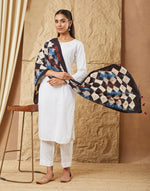 Texture and finish of the Black Ajrakh Print Stole by Fabindia UK