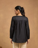 Black Cotton Silk Hand Embroidered Tunic