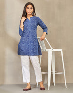 Indigo Cotton Dabu Short Kurta