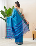 Teal Cotton Silk Blend Jamdani Woven Wonders Sari