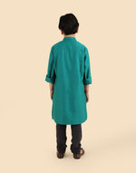 Teal Viscose Blend Ikat 2pc Kurta Set
