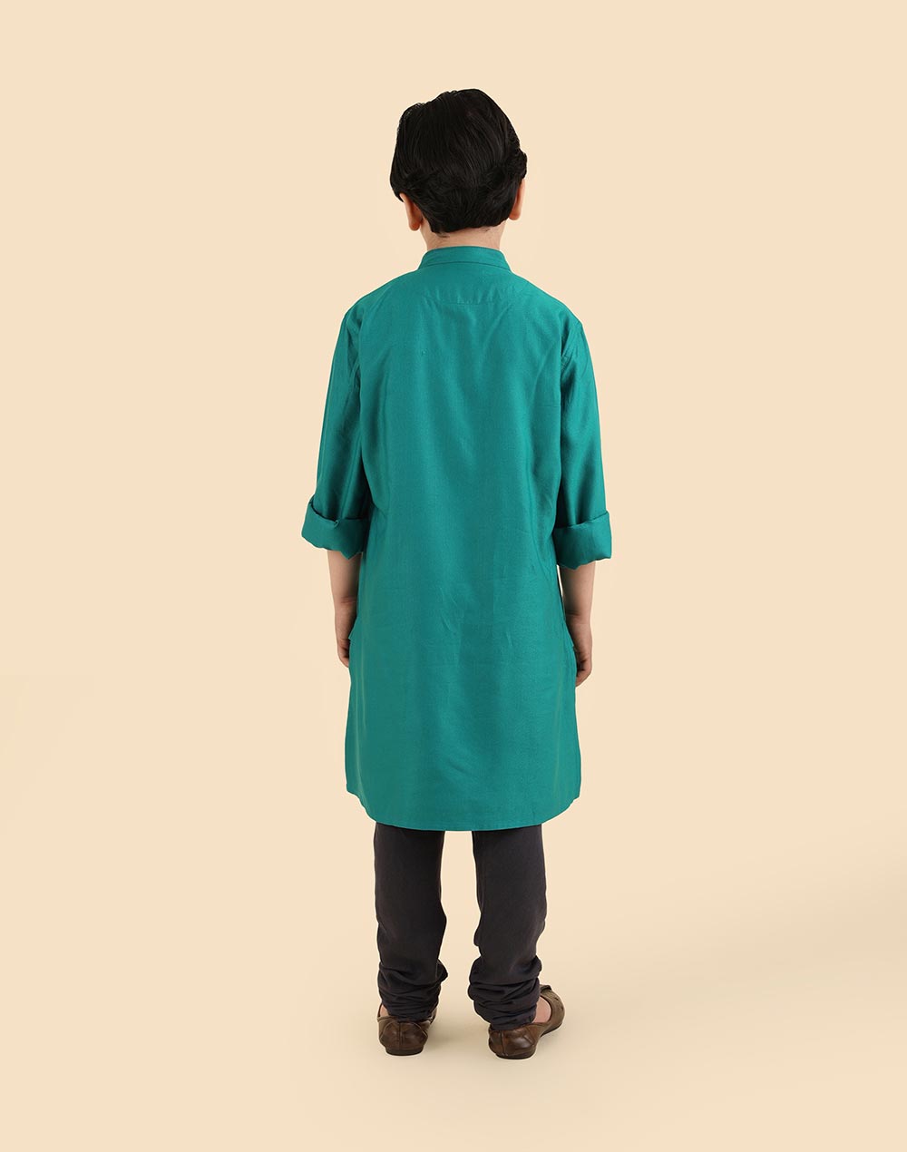 Teal Viscose Blend Ikat 2pc Kurta Set