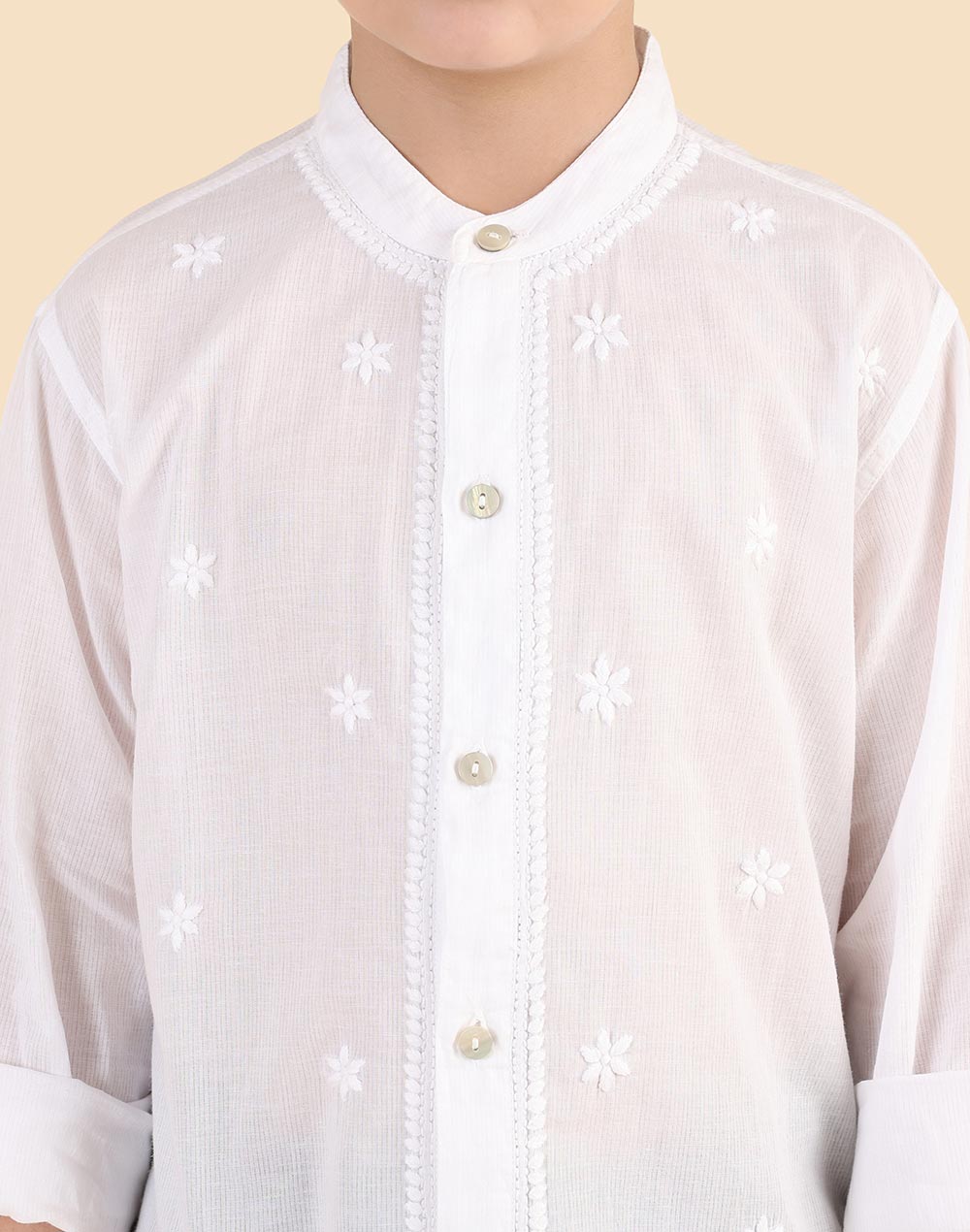 White Cotton Chikankari Shirt
