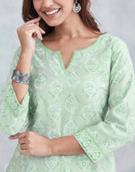 Green Cotton Silk Long Kurta