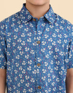 Blue Cotton Printed Shirt
