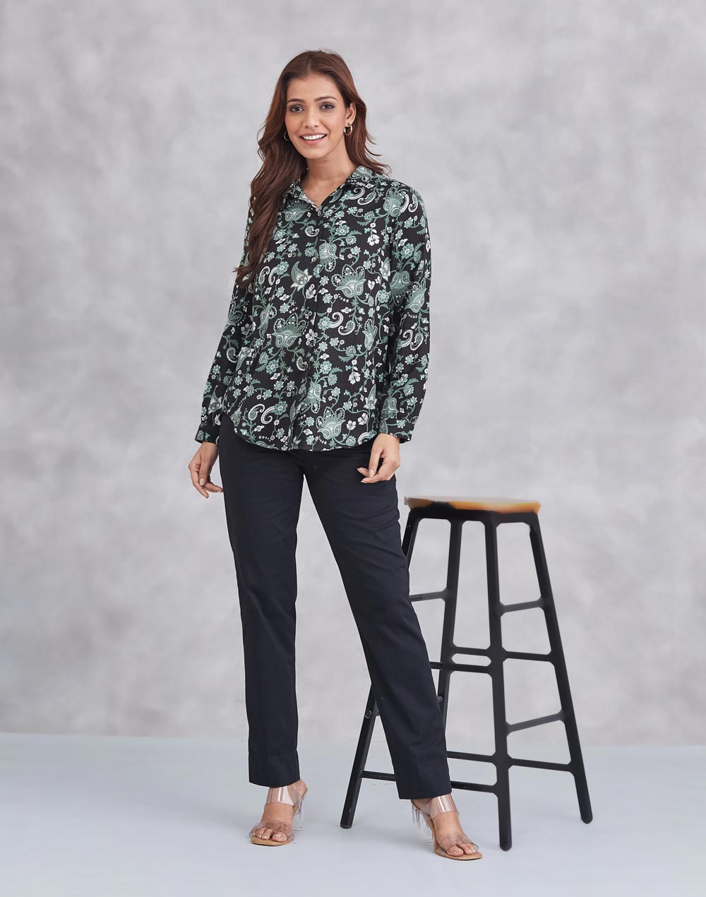 Black Cotton Printed Shirt