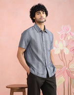 Grey Cotton Bush Shirt for Men from Fabindia UK
