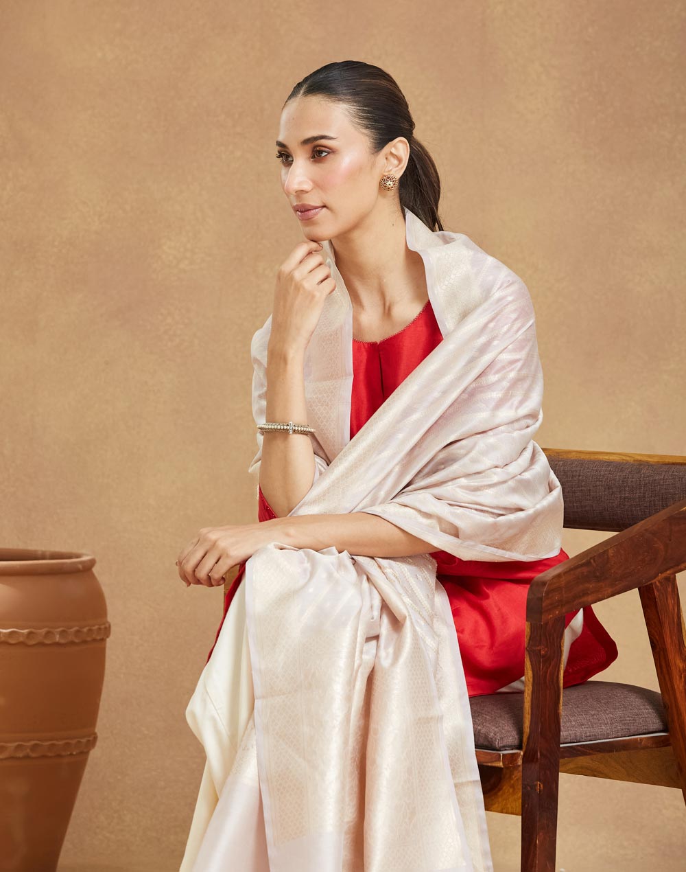Natural Cotton Silk Blend Banarsi Dupatta