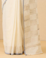 Natural Cotton Silk Blend Hand Woven Sari