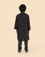 Black Cotton Silk Blend Long Kurta