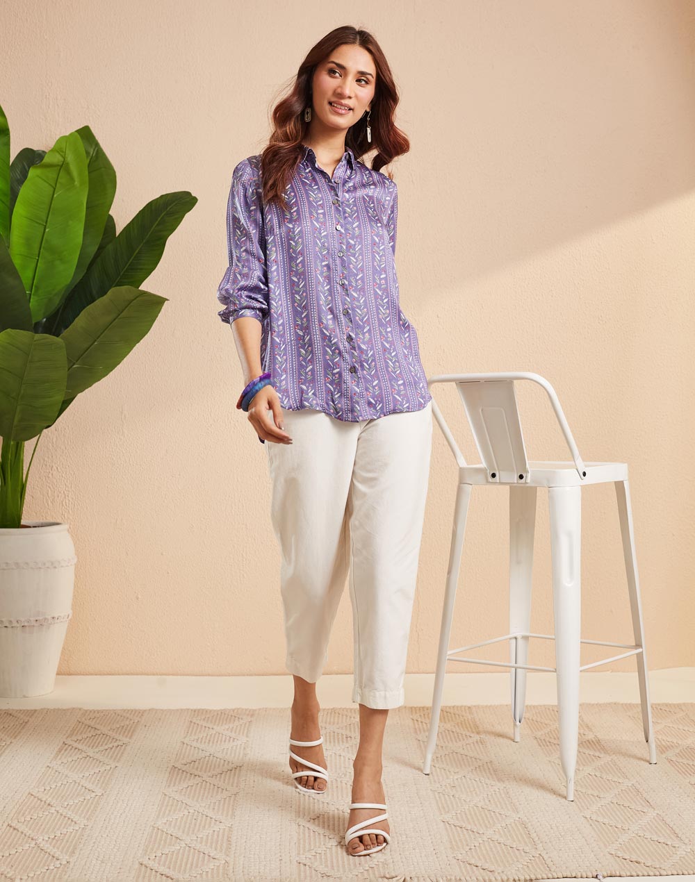 Blue Rayon Blend Hand Block Printed Allure Shirt