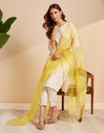 Yellow Silk Blend Chikankari Dupatta