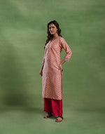 Pink Cotton Silk Long Kurta