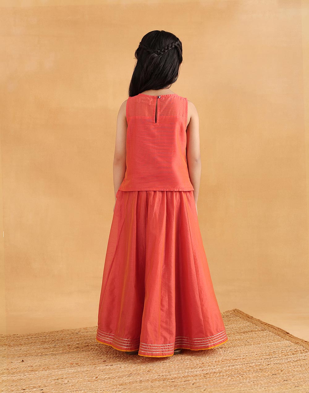 Pink Cotton Silk Blend Embroidered 3pc Ganga Lehenga Set