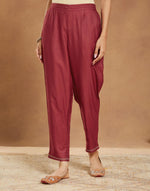 Maroon Viscose Silk Embroidered Ethnic Pant