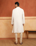 Texture and finish of the White Dobby Long Kurta by Fabindia UK