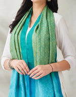 Green Silk Hand Block Printed Stole