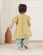 Yellow Cotton Hand Block Printed 2pc Salwar Set