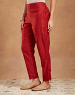 Maroon Cotton Silk Ethnic Pant