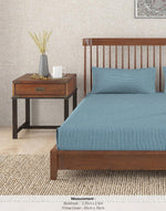 Navy Nile Stripe Cotton Bed Sheet With 2 Pillow Covers
