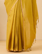 Green Linen Blend Hand Woven Sari