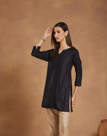 Black Viscose Silk Short Kurta
