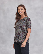 Black Viscose Cotton Ajrakh Printed Top