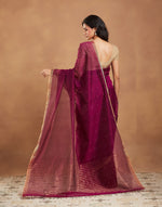 Purple Cotton Silk Blend Chanderi Sari
