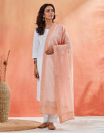 Pink Cotton Silk Blend Chikankari Dupatta