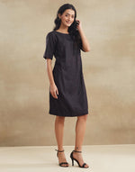 Black Viscose Silk Short Dress