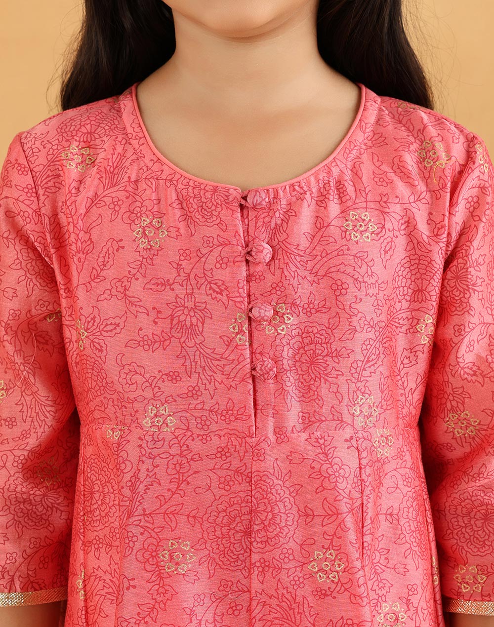 Pink Cotton Silk Blend Printed 3pc Churidar Set