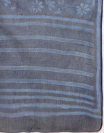 Indigo Cotton Silk Dabu Printed Sari