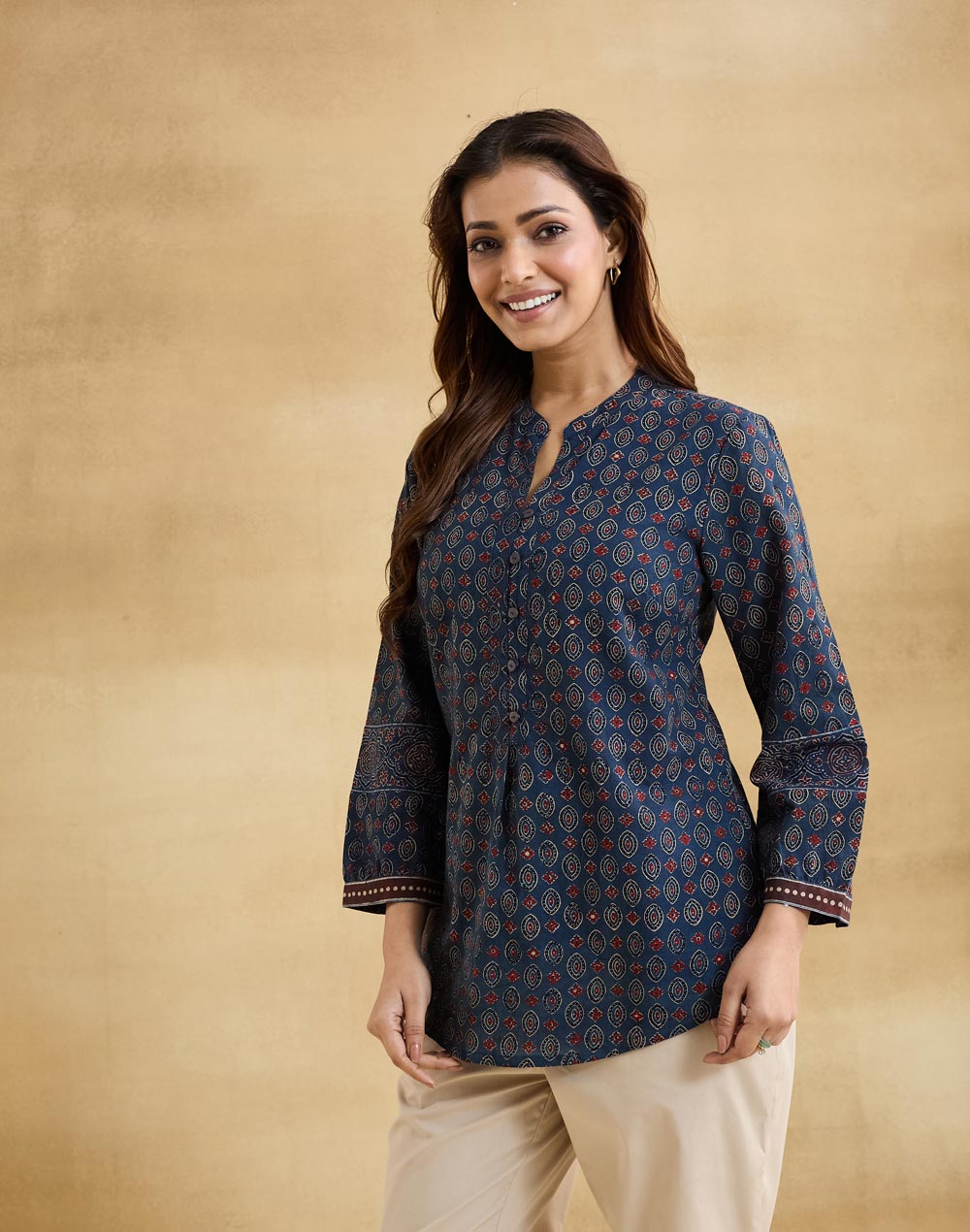 Indigo Cotton Ajrakh Printed Tunic