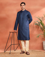 Blue Viscose Silk Long Kurta