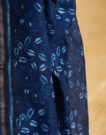 Indigo Cotton Silk Blend Hand Block Print Dupatta