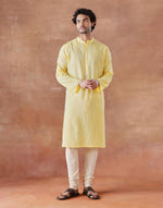Yellow Cotton Chikankari Long Kurta