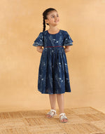 Indigo Cotton Dabu Printed Dress