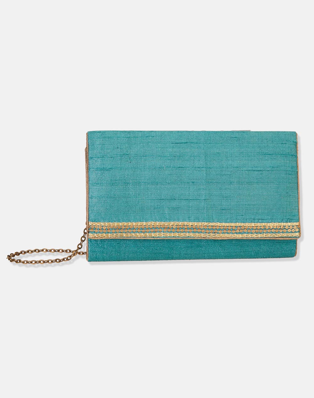 Green Hand Embroidered Clutch