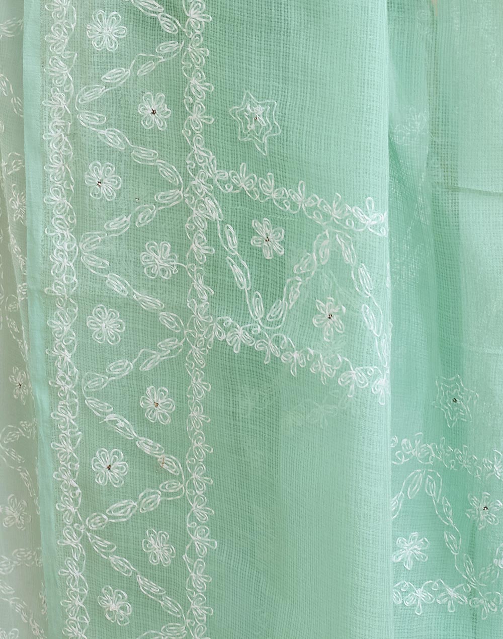 Blue Cotton Silk Blend Chikankari Dupatta
