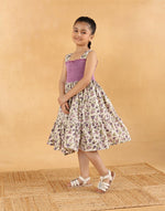 Purple Cotton Hand Block Printed Dress