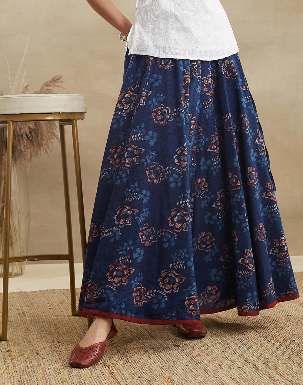 Indigo Cotton Ghera Skirt